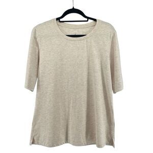 Cuddl Duds Women’s Creme Cotton Classic Elbow Sleeve Knit Top Medium